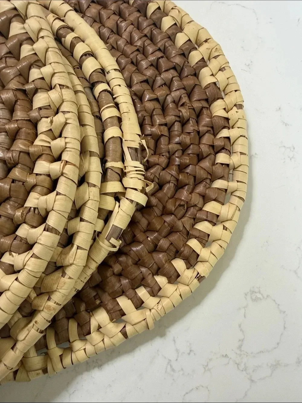 Handwoven Rattan Placemats - Natural & Brown Set of 5